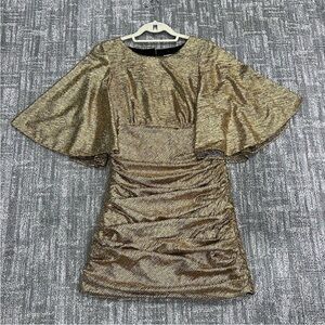 Shona Joy Metallic Gold Mini Dress